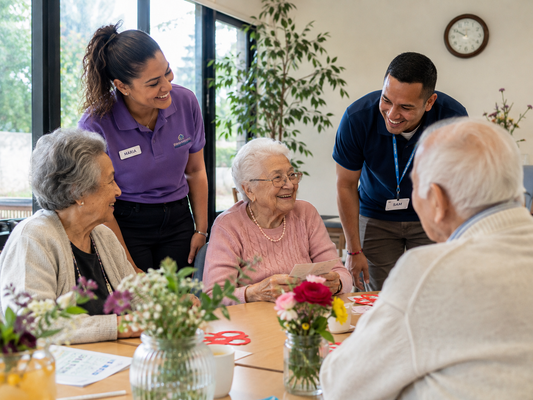 Aged care worker supporting a resident, cover photo for the Understanding AN-ACC Quick Reference Learning Guide